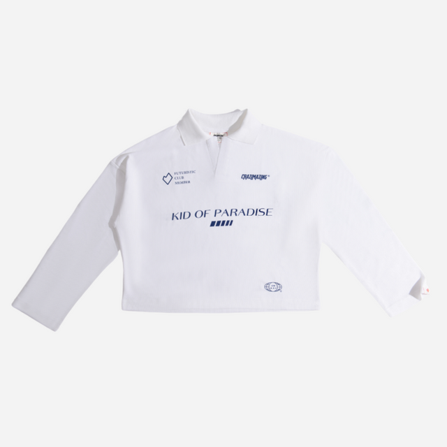 Crop Space Long Sleeve T-Shirt l WHITE