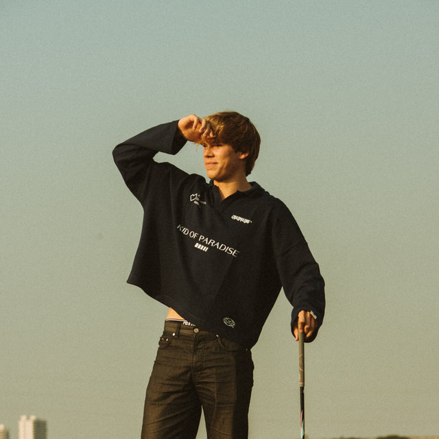 Crop Space Long Sleeve T-Shirt l NAVY BLUE