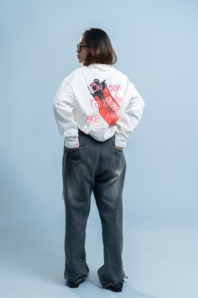 CZ LIGHTER GRAPHIC SWEATER | WHITE