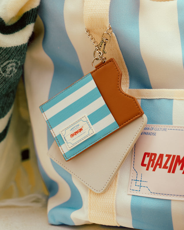 Crazimazing Stripe Card Holder Whit Blue